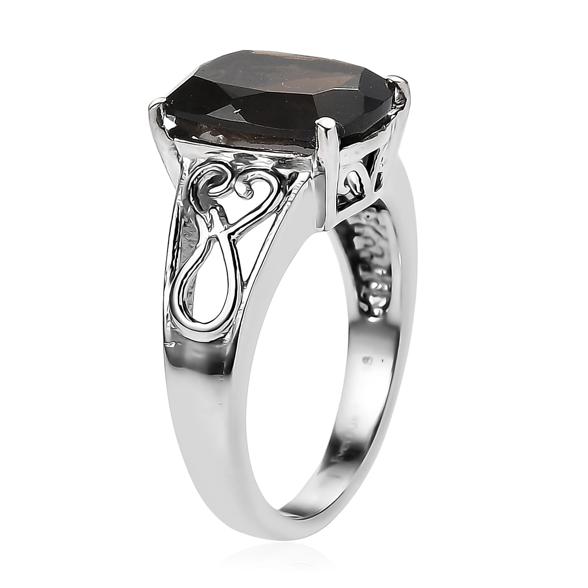 EverTrue Brazilian Smoky Quartz 4.85 ctw Solitaire Ring in Stainless Steel (Size 8.0)