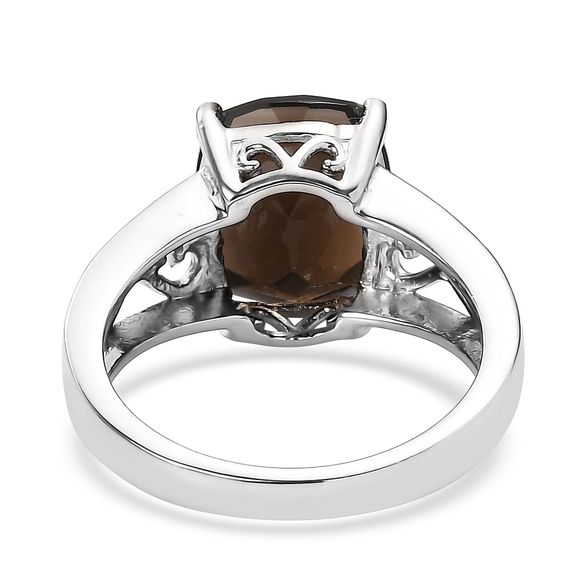 EverTrue Brazilian Smoky Quartz 4.85 ctw Solitaire Ring in Stainless Steel (Size 8.0)