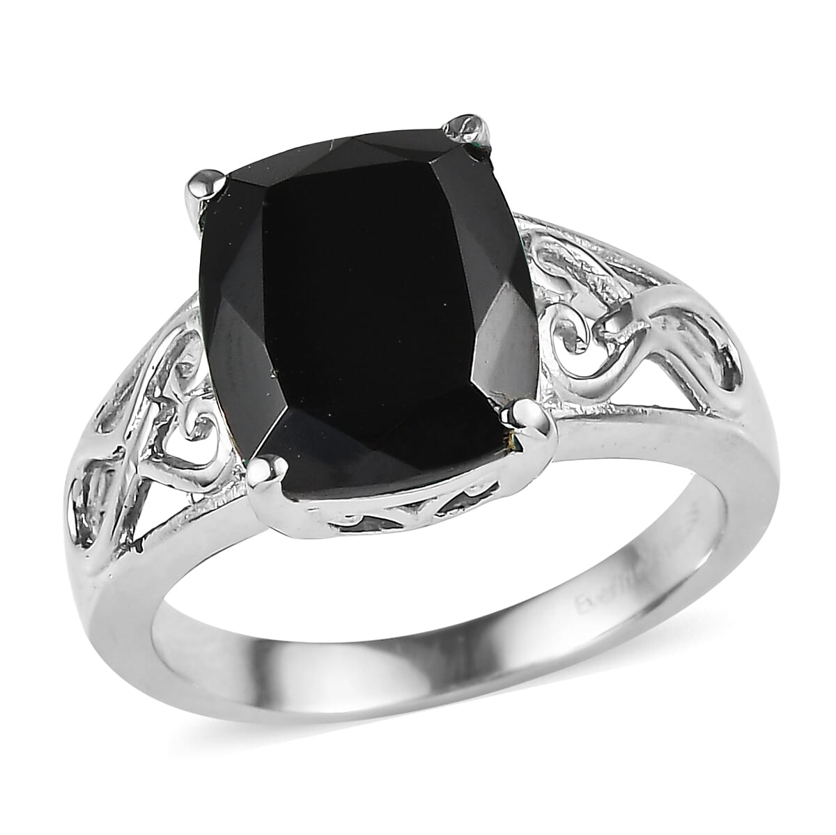 EverTrue Thai Black Spinel 7.15 ctw Solitaire Ring in Stainless Steel (Size 8.0)