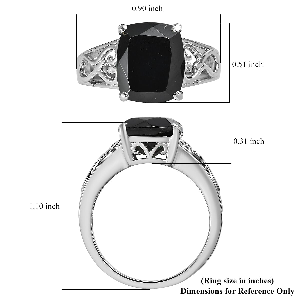 EverTrue Thai Black Spinel 7.15 ctw Solitaire Ring in Stainless Steel (Size 8.0)