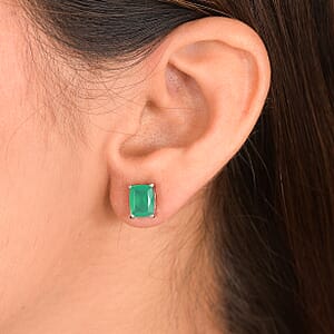 EverTrue Green Onyx 2.80 ctw Earrings in Stainless Steel