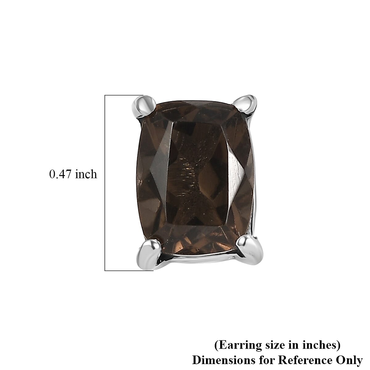 EverTrue Brazilian Smoky Quartz 3.10 ctw Stud Earrings in Stainless Steel