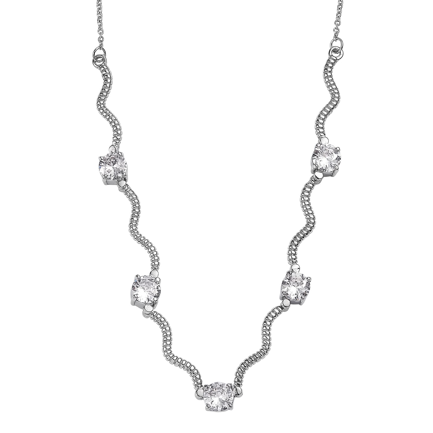 EverTrue Simulated Diamond Necklace in Stainless Steel 18 Inches