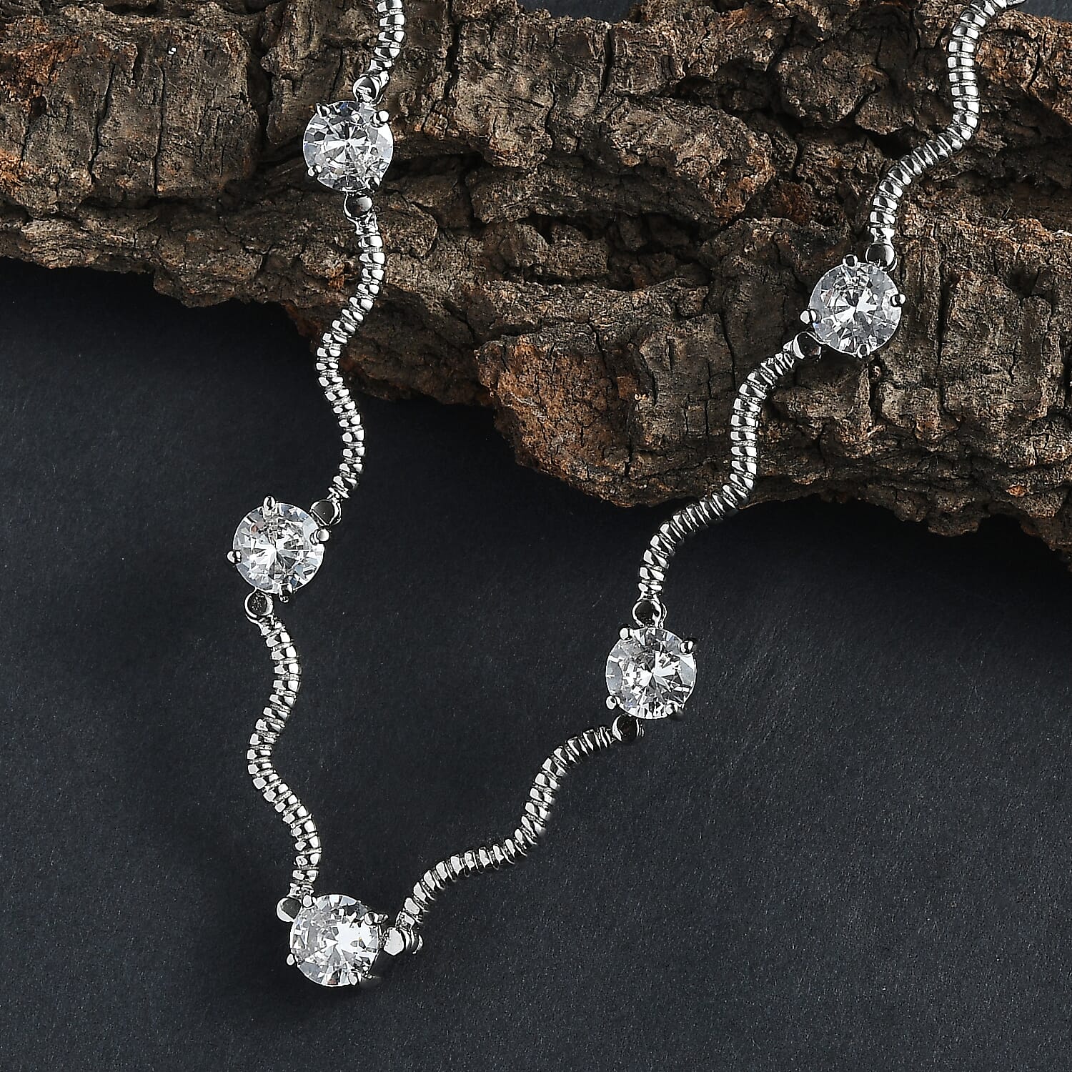 EverTrue Simulated Diamond Necklace in Stainless Steel 18 Inches