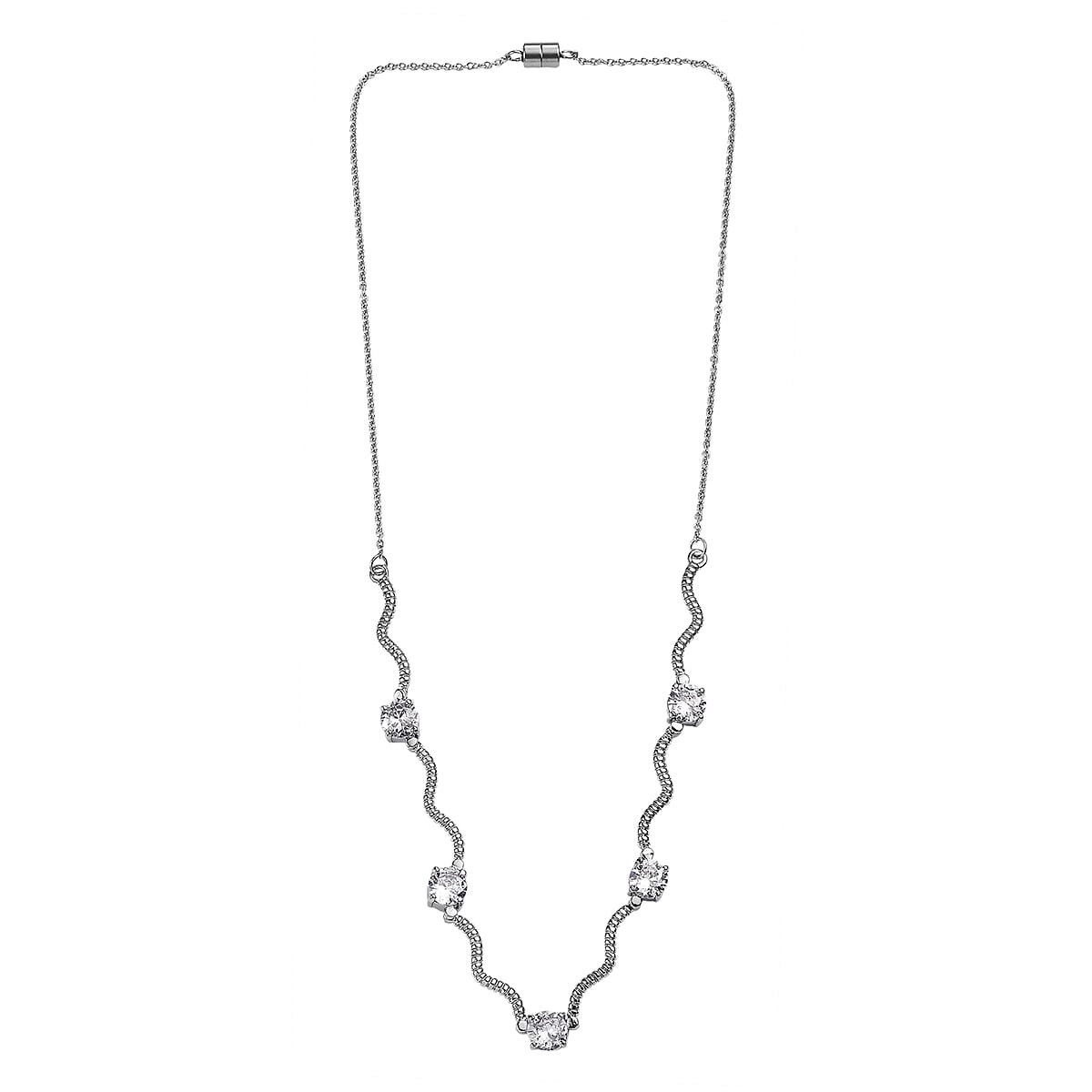 EverTrue Simulated Diamond Necklace in Stainless Steel 18 Inches  image number 3