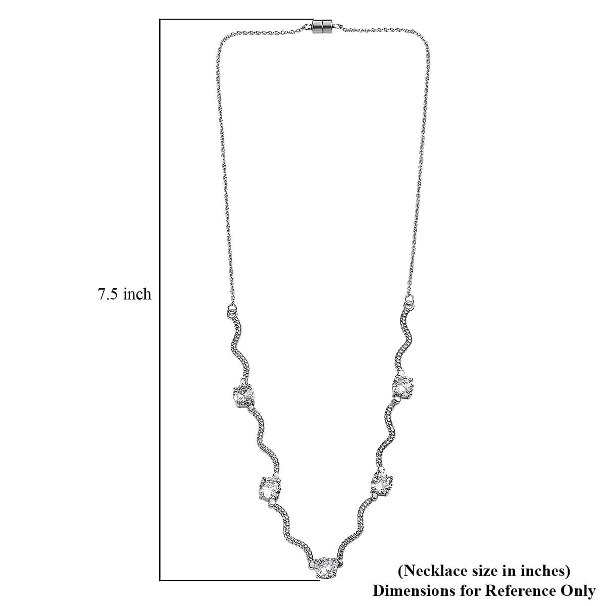 EverTrue Simulated Diamond Necklace in Stainless Steel 18 Inches  image number 5