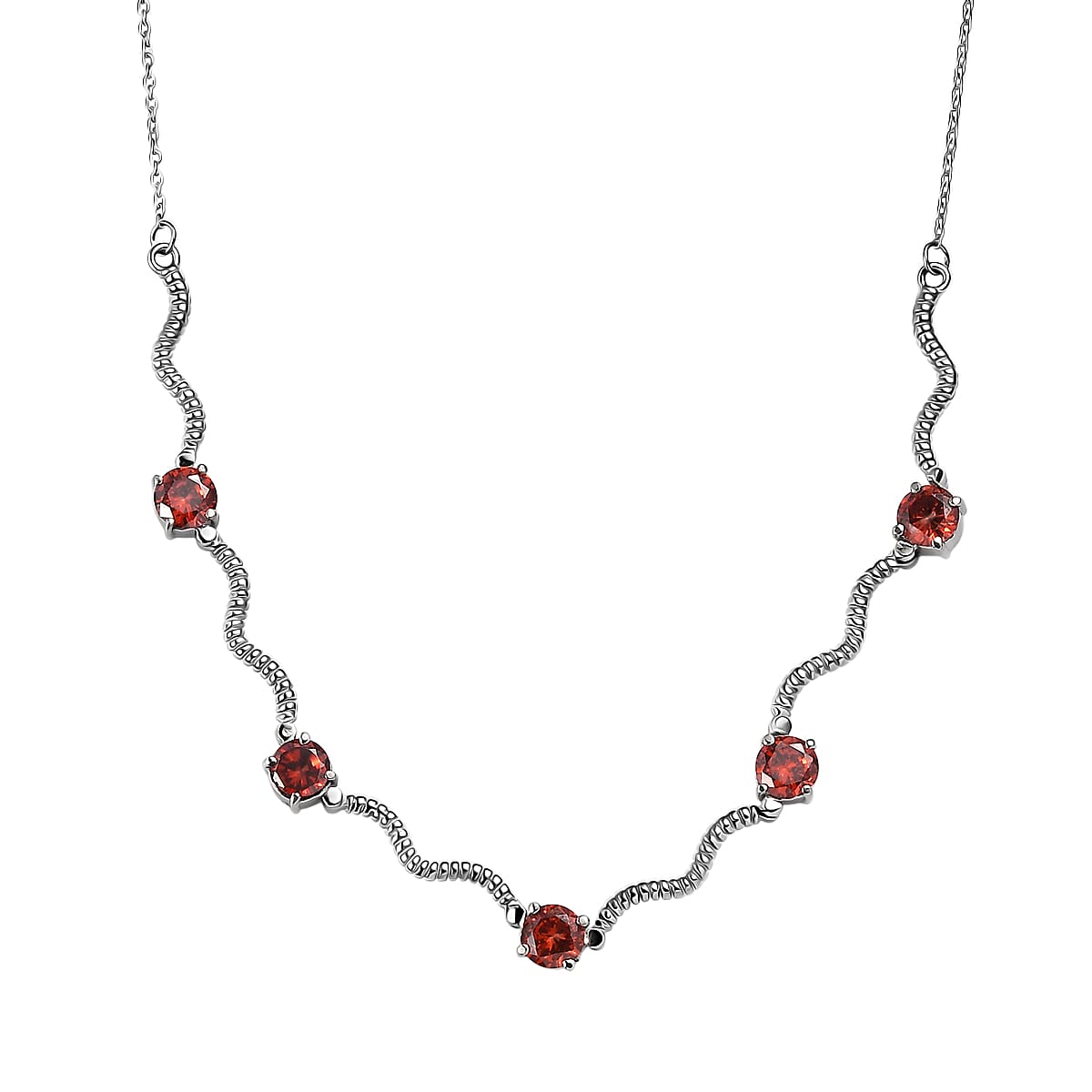 EverTrue Simulated Red Diamond Necklace in Stainless Steel 18 Inches