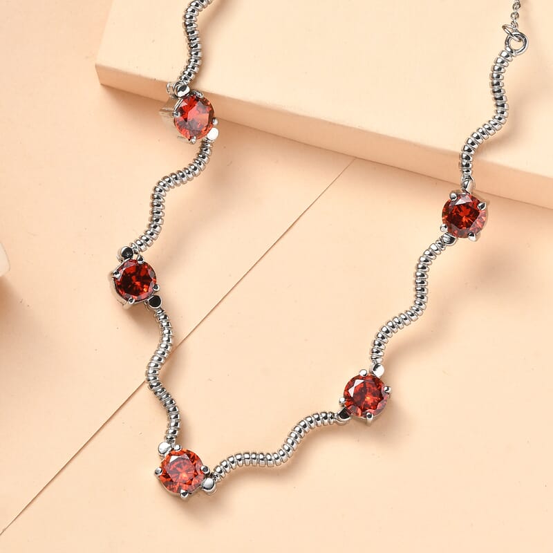 EverTrue Simulated Red Diamond Necklace in Stainless Steel 18 Inches