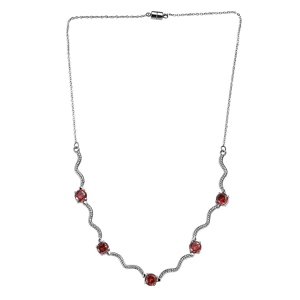 EverTrue Simulated Red Diamond Necklace in Stainless Steel 18 Inches