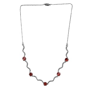 EverTrue Simulated Red Diamond Necklace in Stainless Steel 18 Inches 