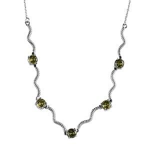 EverTrue Simulated Green Diamond Necklace in Stainless Steel 18 Inches 