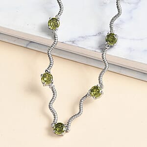 EverTrue Simulated Green Diamond Necklace in Stainless Steel 18 Inches 