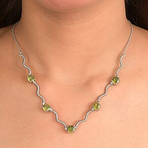 EverTrue Simulated Green Diamond Necklace in Stainless Steel 18 Inches 