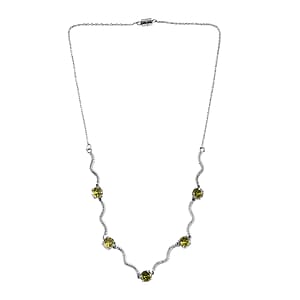 EverTrue Simulated Green Diamond Necklace in Stainless Steel 18 Inches 