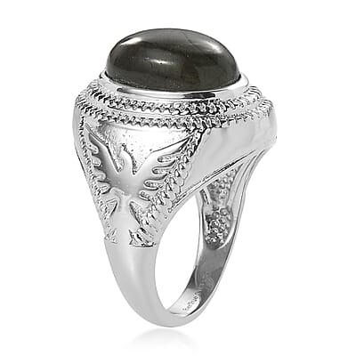 EverTrue Malagasy Labradorite 5.50 ctw Ring in Stainless Steel (Size 5.0)