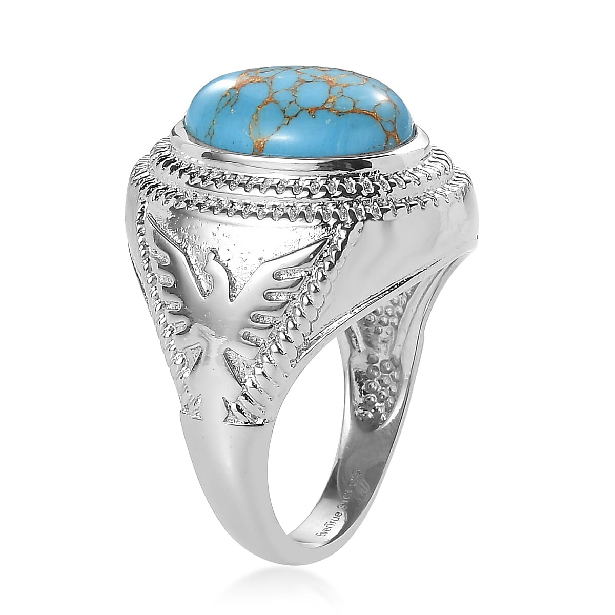 EverTrue Mojave Blue Turquoise 5.00 ctw Ring in Stainless Steel (Size 7.0)