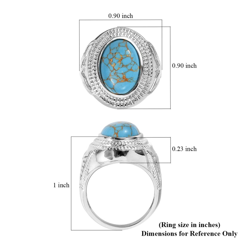 EverTrue Mojave Blue Turquoise 5.00 ctw Ring in Stainless Steel (Size 7.0)