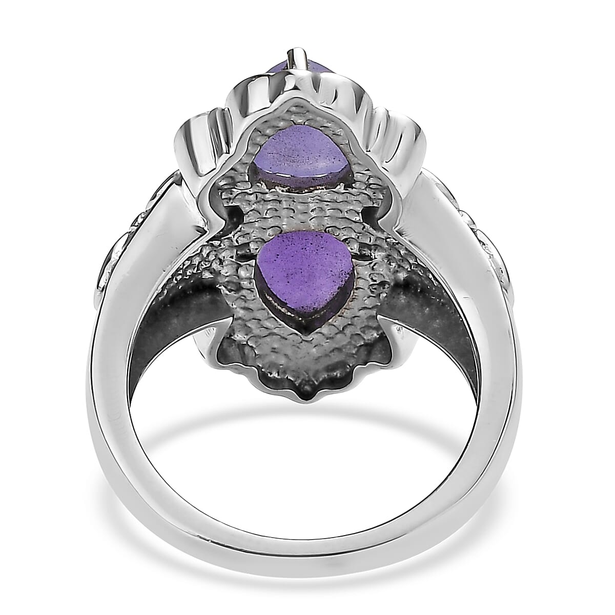 EverTrue Purple Jade and African Amethyst 4.80 ctw Ring in Stainless Steel image number 4