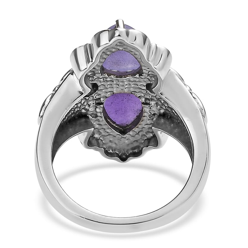 EverTrue Purple Jade and African Amethyst 4.80 ctw Vintage Filigree Ring in Stainless Steel (Size 11.0)