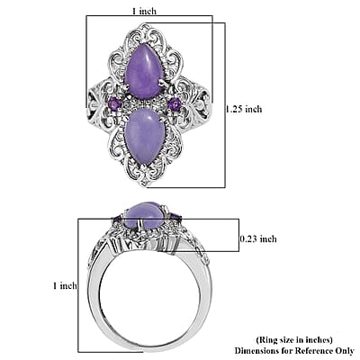 EverTrue Purple Jade and African Amethyst 4.80 ctw Vintage Filigree Ring in Stainless Steel (Size 11.0)