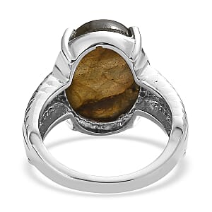 EverTrue Malagasy Labradorite 12.40 ctw Solitaire Ring in Stainless Steel (Size 7.0)