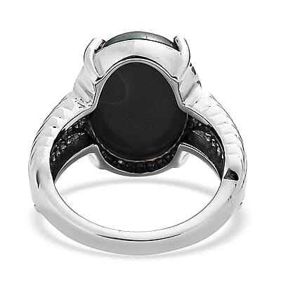 EverTrue African Malachite 15.85 ctw Solitaire Ring in Stainless Steel (Size 6.0)