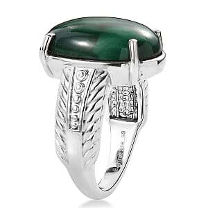 EverTrue African Malachite 15.85 ctw Solitaire Ring in Stainless Steel (Size 7.0)