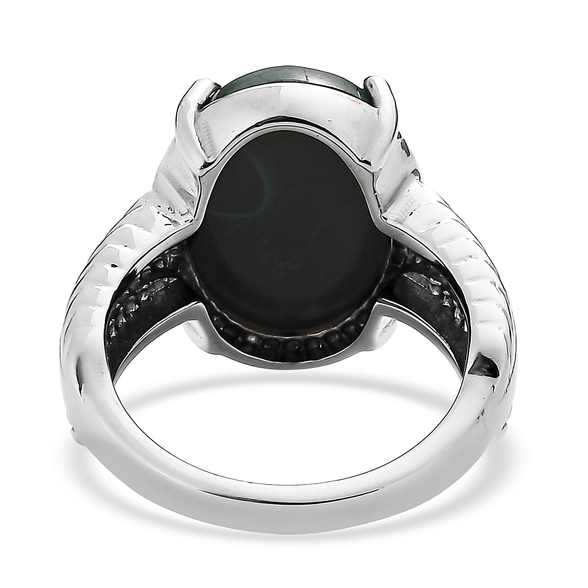 EverTrue African Malachite 15.85 ctw Solitaire Ring in Stainless Steel (Size 7.0) image number 4