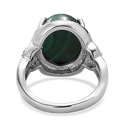 EverTrue African Malachite and Peridot 13.15 ctw Ring in Stainless Steel (Size 10)