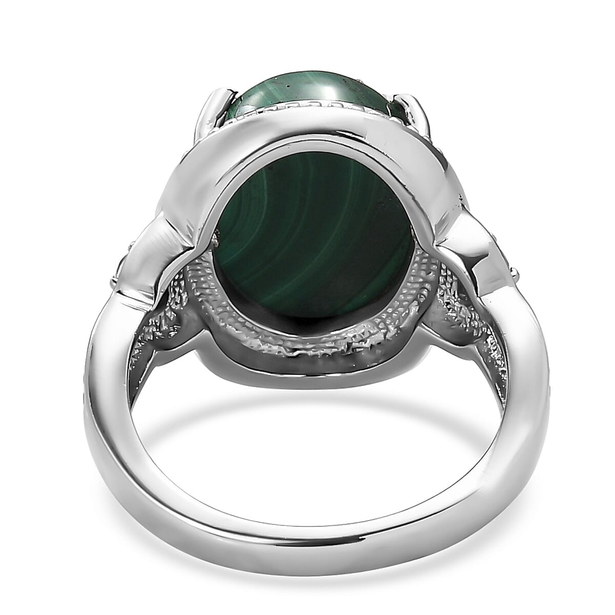 EverTrue African Malachite and Peridot 13.15 ctw Ring in Stainless Steel (Size 7.0) image number 4