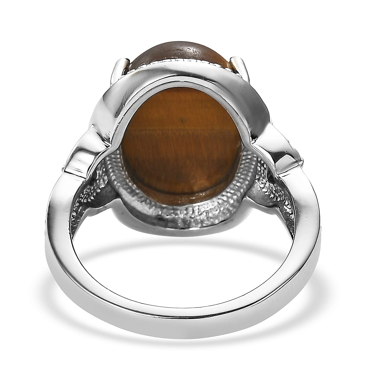EverTrue Tigers Eye and Brazilian Citrine 9.90 ctw Ring in Stainless Steel (Size 9.0)