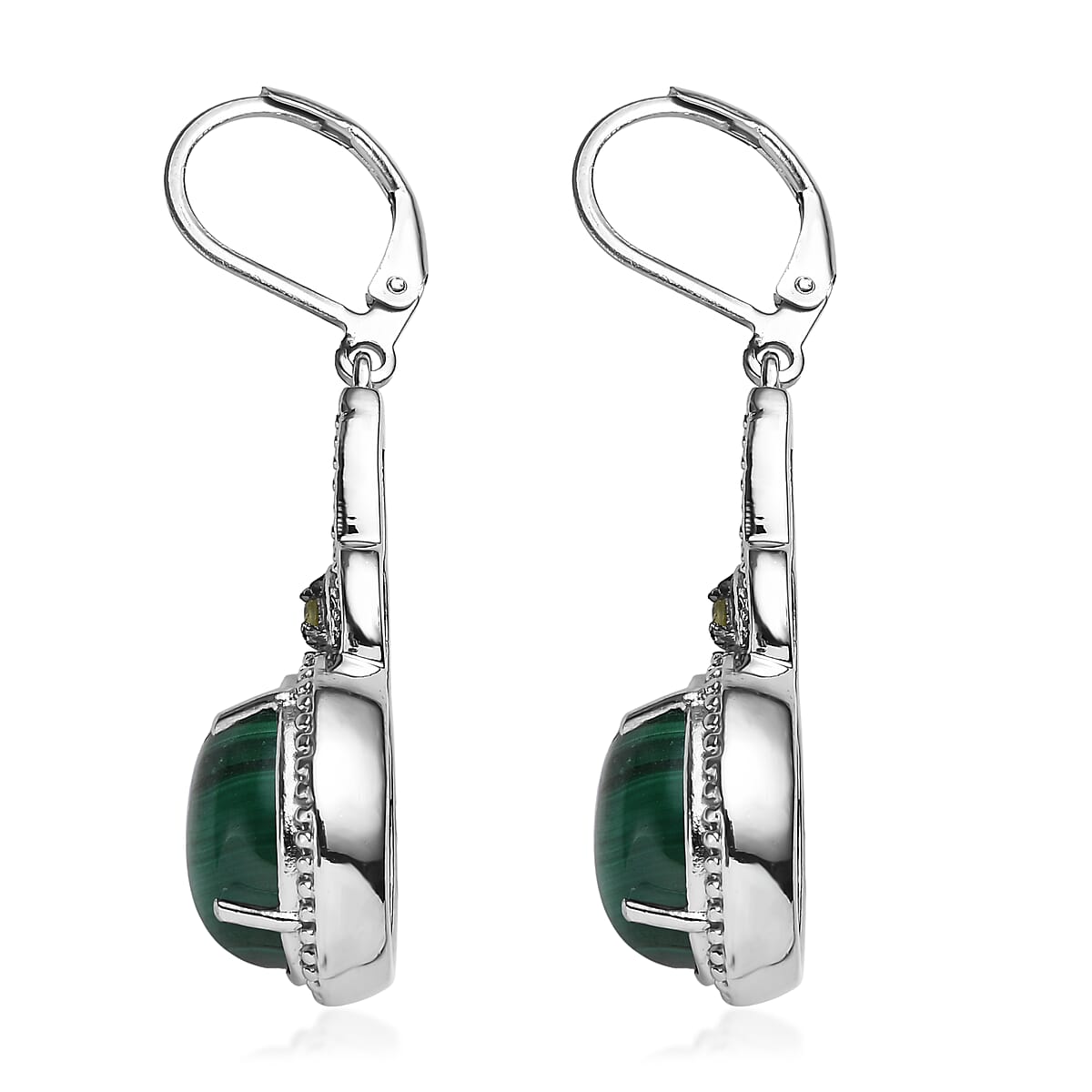 EverTrue African Malachite and Hebei Peridot 13.60 ctw Earrings in Stainless Steel image number 3