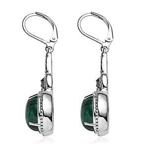 EverTrue African Malachite and Hebei Peridot 13.60 ctw Earrings in Stainless Steel