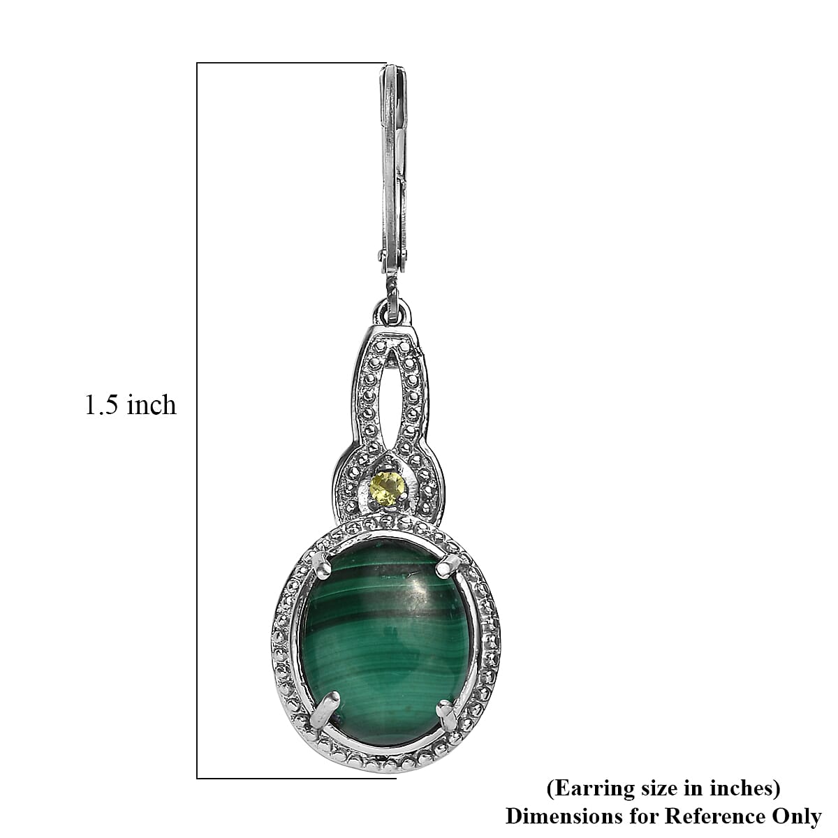 EverTrue African Malachite and Hebei Peridot 13.60 ctw Earrings in Stainless Steel