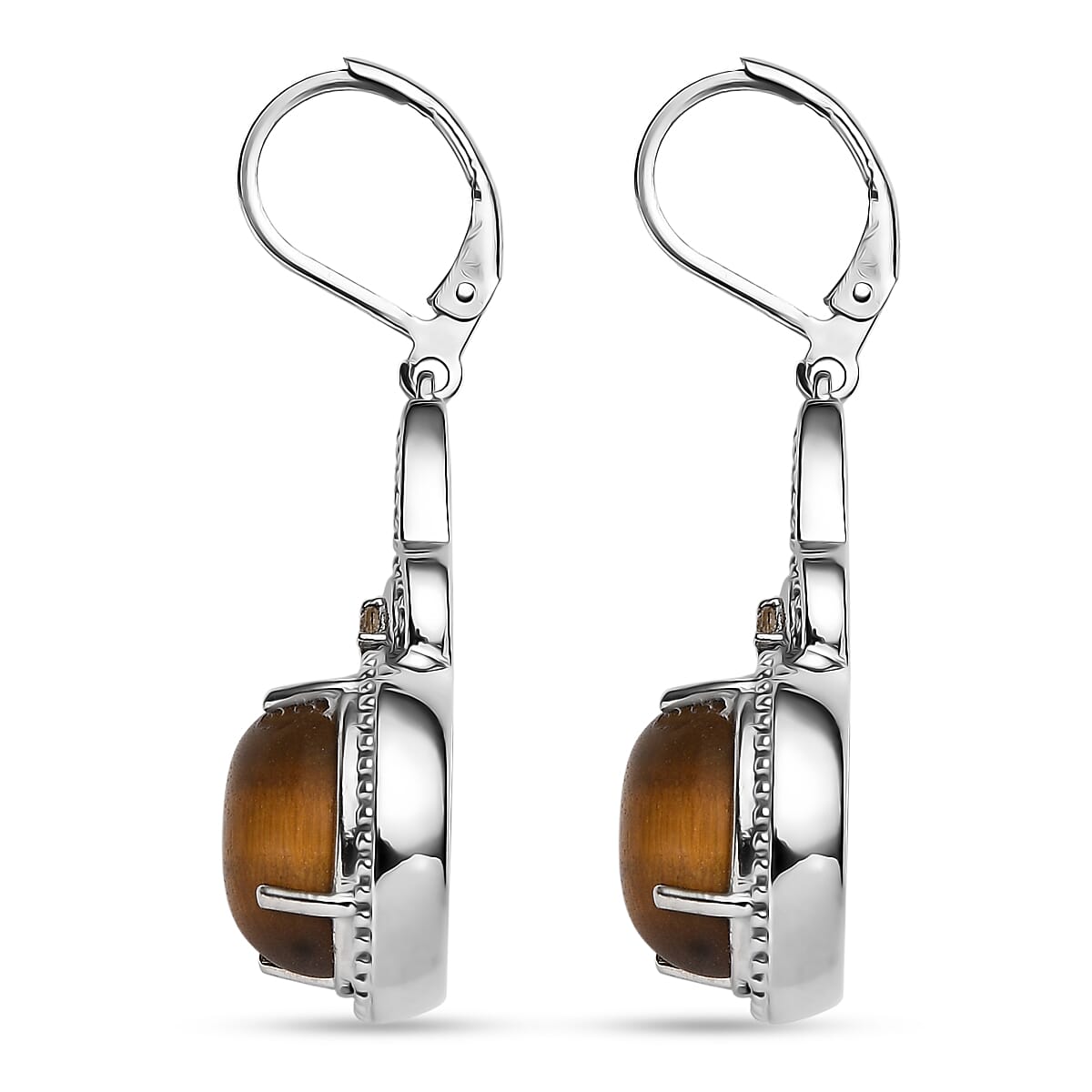 EverTrue Tigers Eye and Brazilian Citrine 10.00 ctw Earrings in Stainless Steel image number 3