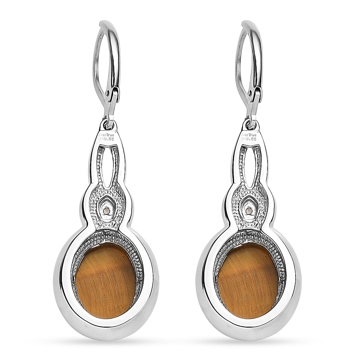 EverTrue Tigers Eye and Brazilian Citrine 10.00 ctw Earrings in Stainless Steel image number 4