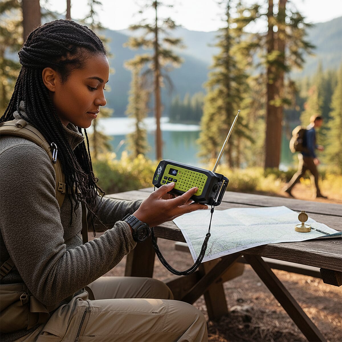 Secure NOAA Weather Band AM/FM - Flashlight, Solar Crank, Phone Charger and USB image number 1