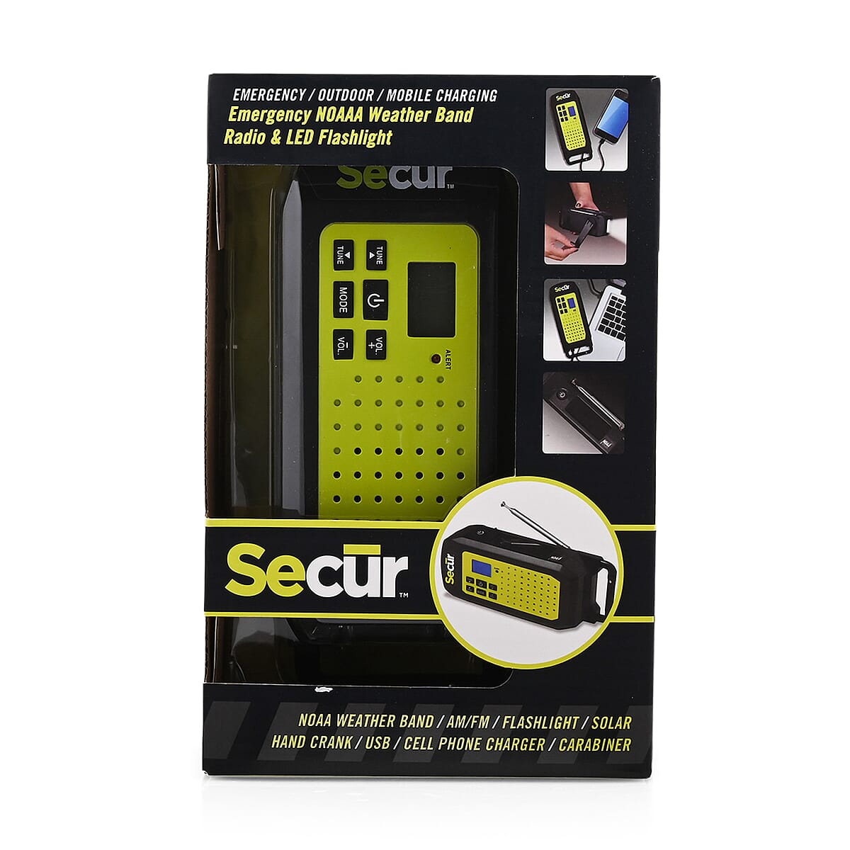 Secure NOAA Weather Band AM/FM - Flashlight, Solar Crank, Phone Charger and USB image number 6