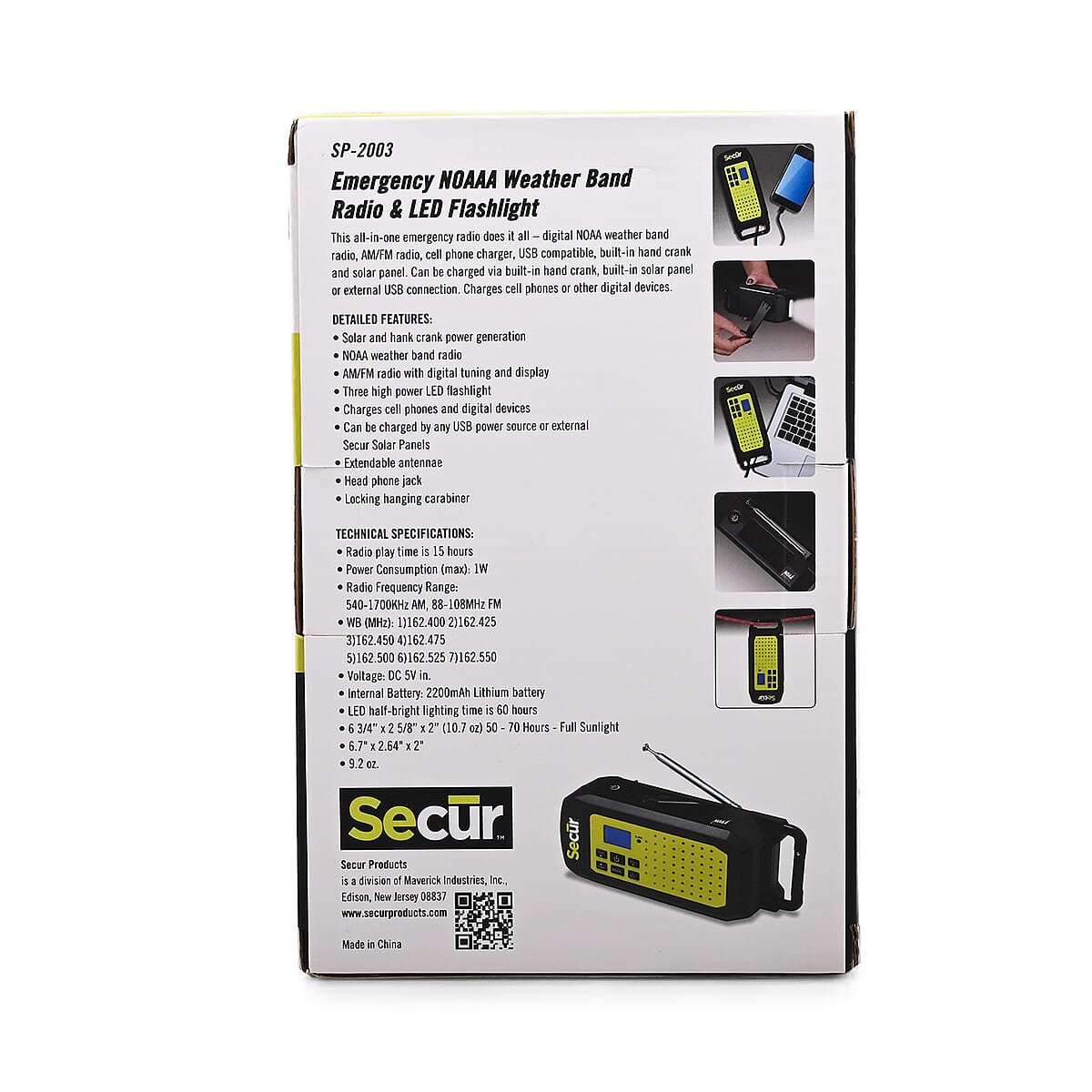 Secure NOAA Weather Band AM/FM - Flashlight, Solar Crank, Phone Charger and USB image number 7