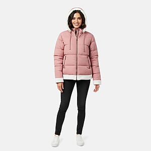 Hanton International Rose and Wine Sherpa Trim Puffer Jacket - XXL
