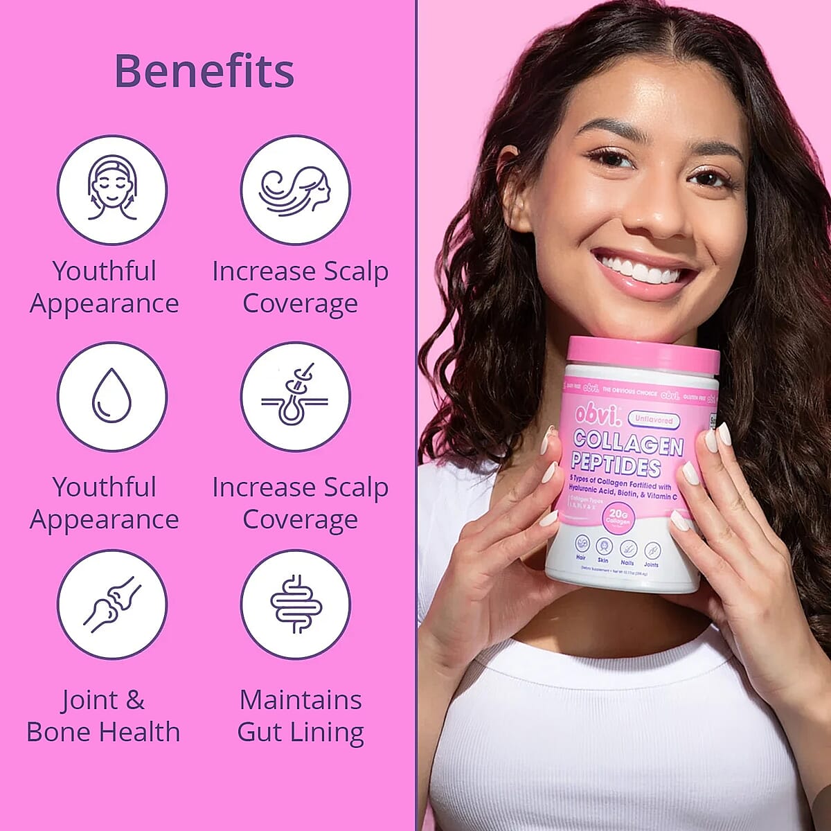 Obvi Unflavored Collagen Peptides Dietary Powder Supplement (10.17oz) image number 1