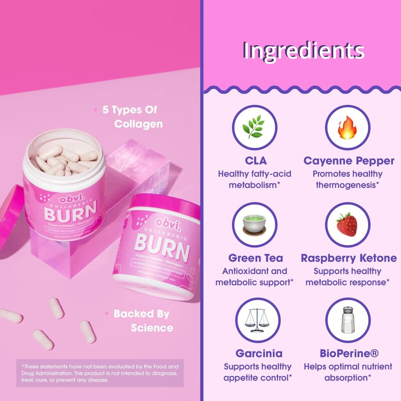 Obvi Collagenic Burn Dietary Fat Burner Supplement (120 Capsules) Made in US
