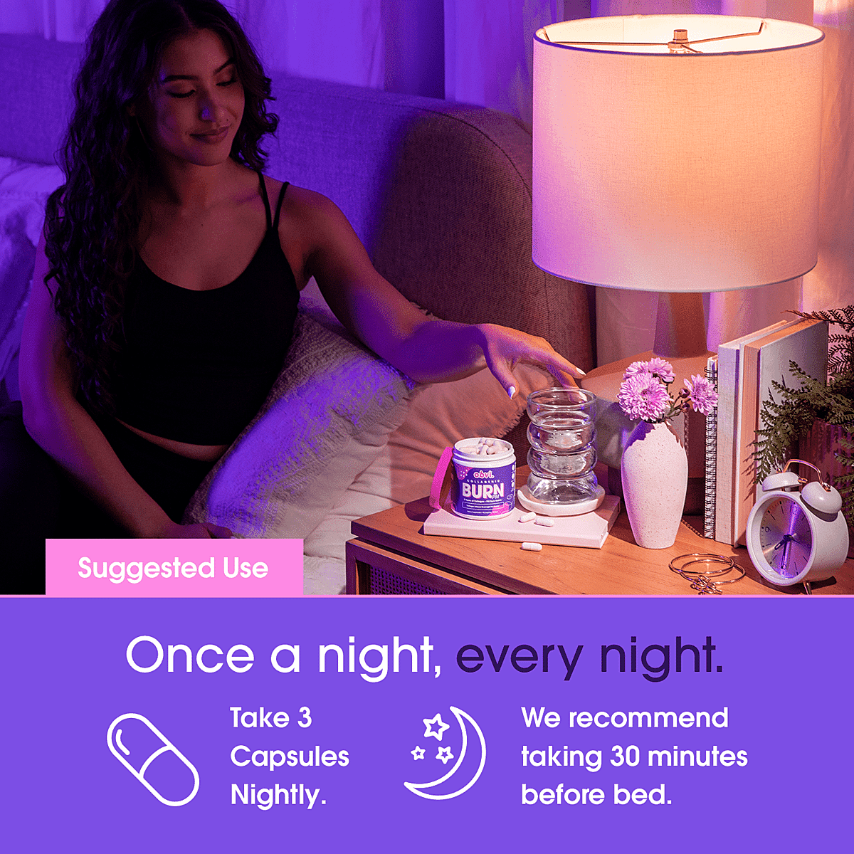 Obvi Collagenic Burn PM Dietary Supplement (90 Capsules) image number 1