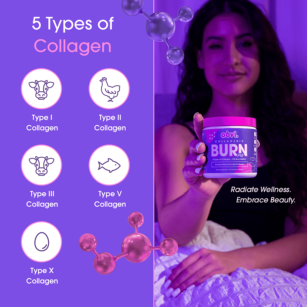 Obvi Collagenic Burn PM Dietary Supplement (90 Capsules) image number 2