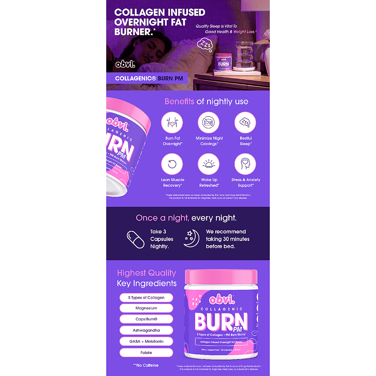 Obvi Collagenic Burn PM Dietary Supplement (90 Capsules) image number 5