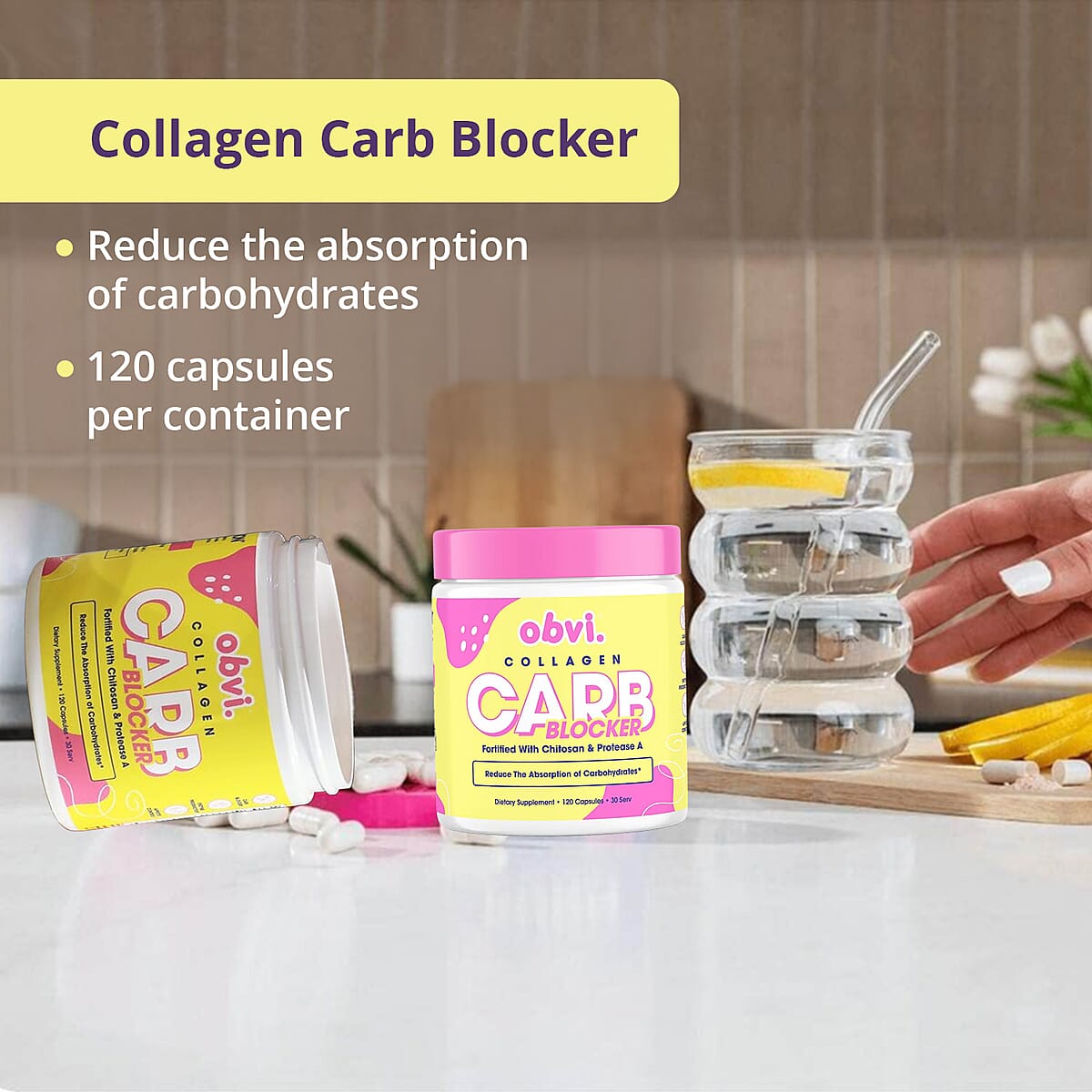 Obvi Collagen Carb Blocker Dietary Supplement (120 Capsules) image number 2