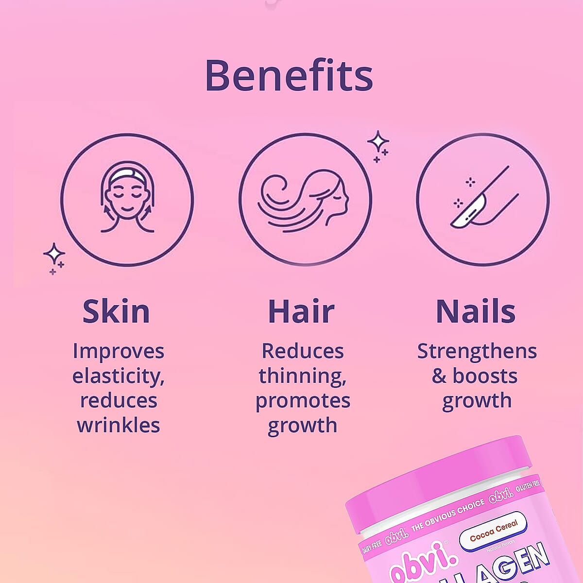 Obvi Cocoa Cereal Collagen Peptides Dietary Powder Supplement (10.90oz) image number 1