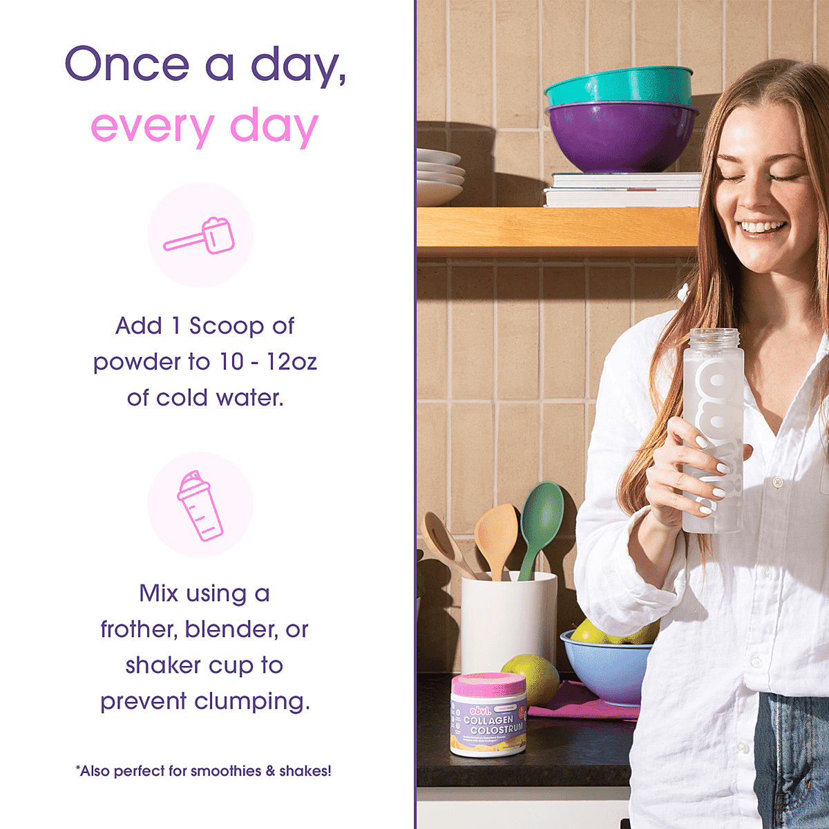 Obvi Lemon Sorbet Collagen Colostrum Dietary Powder Supplement (3.8oz) image number 2