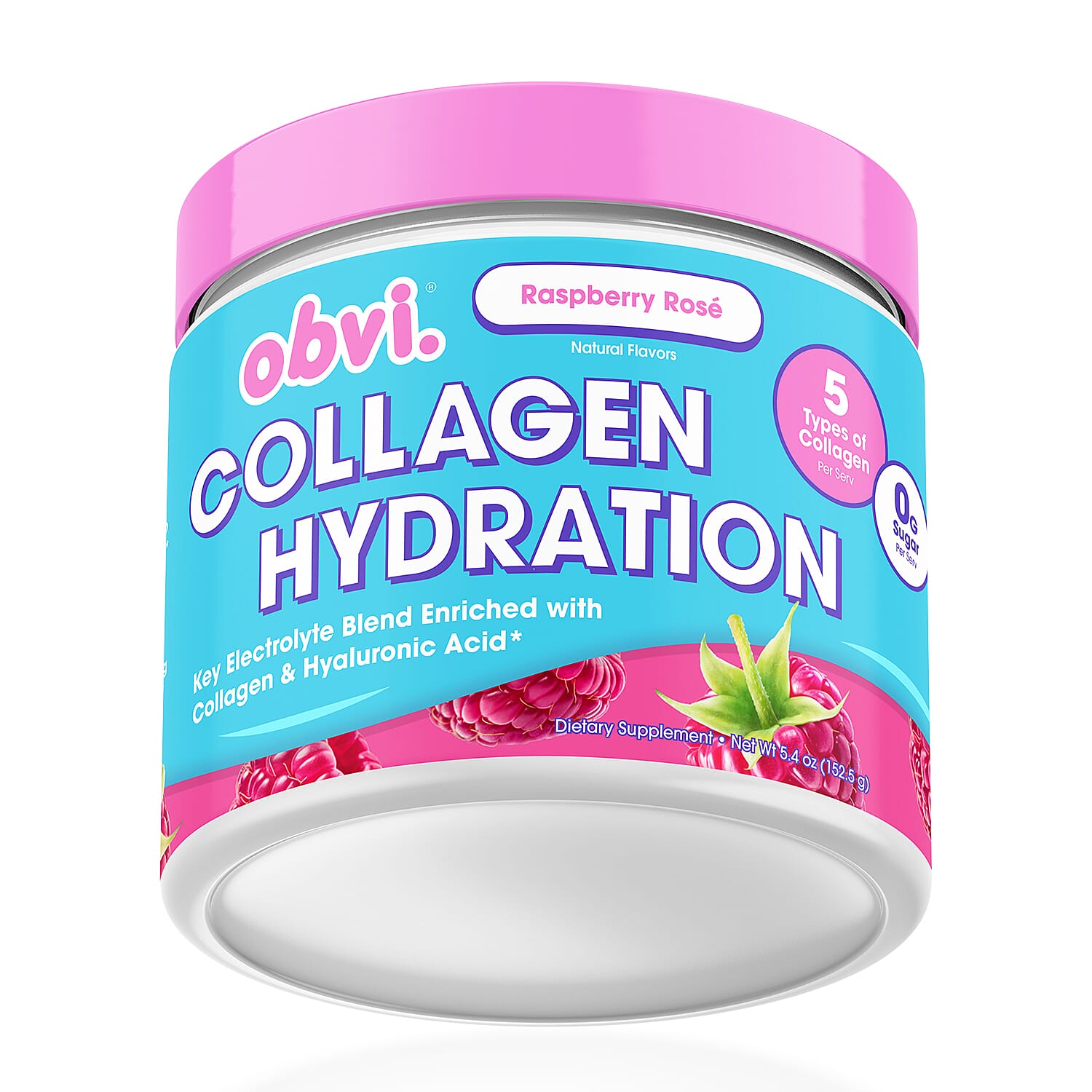 Obvi Raspberry Rose Collagen Hydration Dietary Powder Supplement (5.4oz)