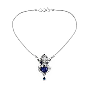 Sajen Silver Lapis Lazuli and Multi Gemstone 18.00 ctw Necklace in Sterling Silver 20 Inches
